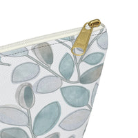 Cherry Plum Leaves Accessory Pouch w T-bottom in Aqua